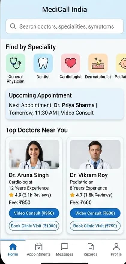 Healthcare & Telemedicine customer app — app screen designed by CloneAppTech