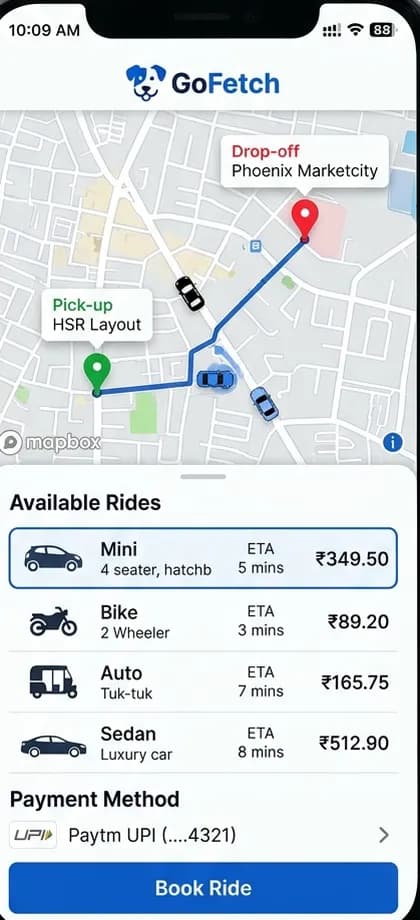 Uber Clone App - Rider app — app screen designed by CloneAppTech